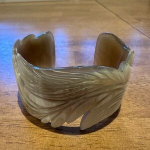 Carved Feather Design Cuff Bracelet